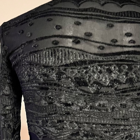 Cosabella Bodysuit Burnout Velvet Med Black Lace Sheer Mesh Textured Sexy Italy - Picture 6 of 14